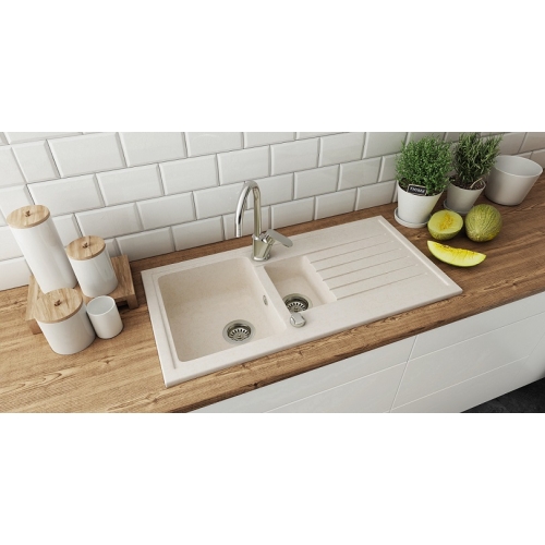 zlewozmywak granitowy 1,5 komory ilo 15 piaskowy