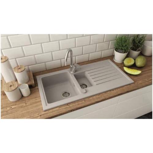 zlewozmywak granitowy 1,5 komory ilo 15 szary