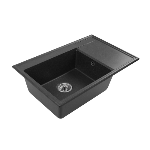 zlewozmywak ala 1 komora z ociekaczem po prawej stronie kolor czarny z brokatem