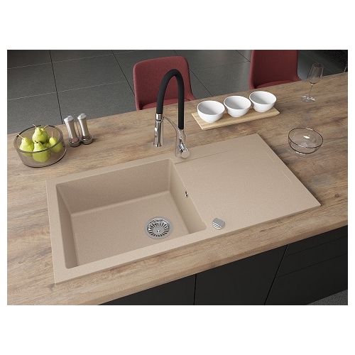 zlewozmywak 1 komorowy z ociekaczem granitowy Neli 100 beżowy