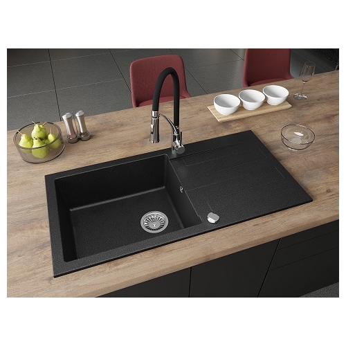 zlewozmywak 1 komorowy z ociekaczem granitowy Neli 100 grafitowy