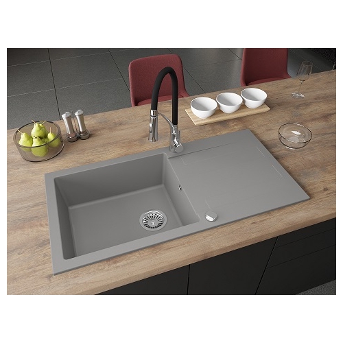 zlewozmywak 1 komorowy z ociekaczem granitowy Neli 100 szary