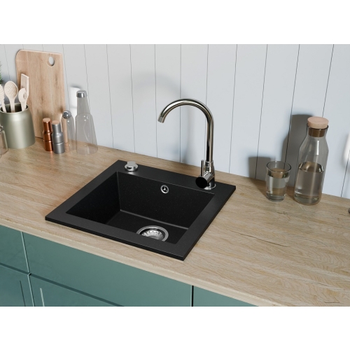 zlewozmywak 1 komorowy nablatowy ora czarny z brokatem