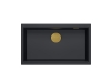 zlewozmywak podwieszany czarny mat ze złotym syfonem