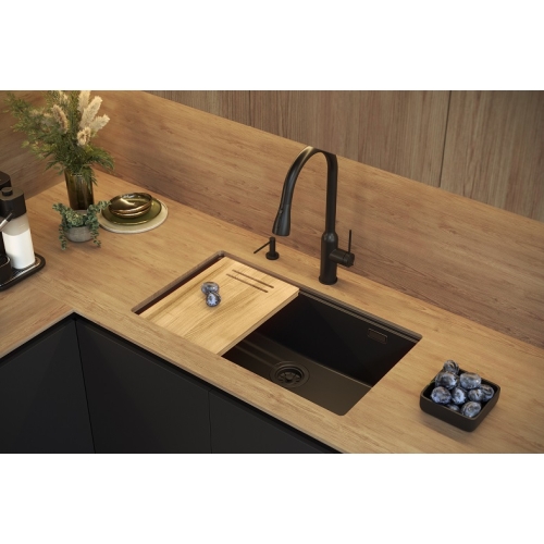 aranzacja zlewozmywak podwieszany 1 komorowy czarny mat