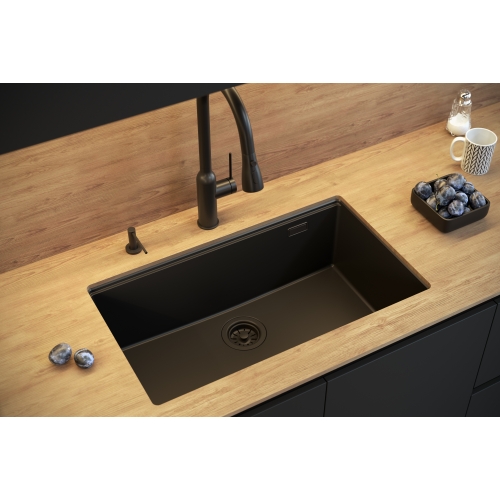 aranzacja zlewozmywak podwieszany 1 komorowy czarny mat