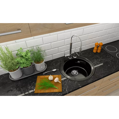 zlewozmywak1 komorowy granitowy okrągły aranżacja