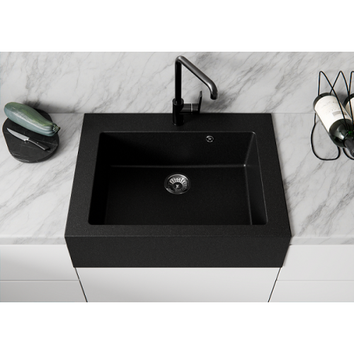 zlewozmywak farmerski 1 komorowy czarny z brokatem