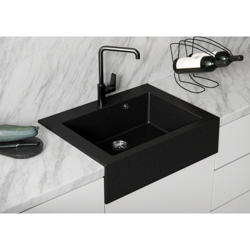 zlewozmywak farmerski 1 komorowy czarny z brokatem