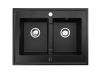 zlewozmywak 2 komorowy nablatowy czarny z brokatem Suma