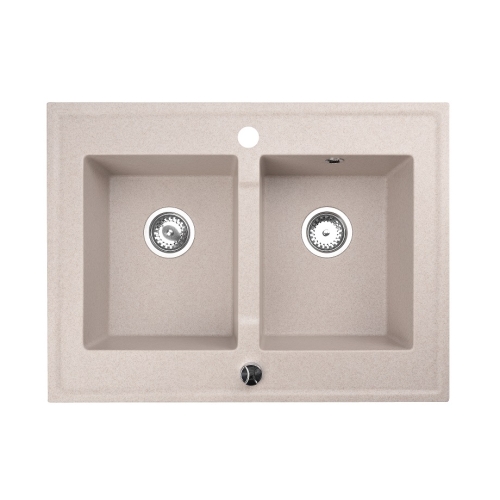 zlewozmywak 2 komorowy nablatowy beżowy Suma