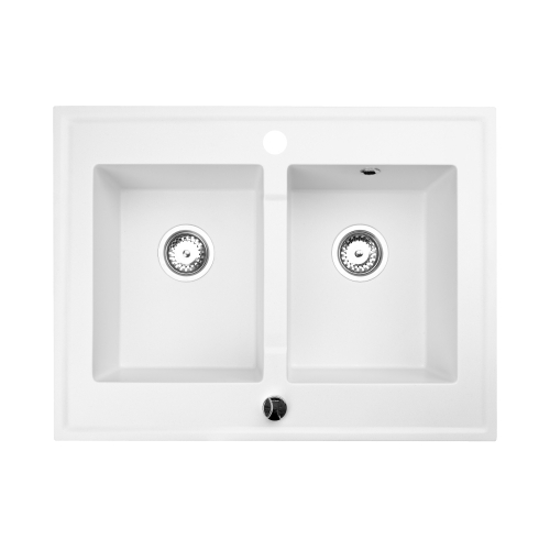zlewozmywak 2 komorowy nablatowy biały Suma