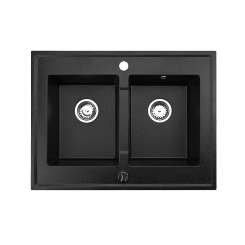 zlewozmywak 2 komorowy nablatowy czarny z brokatem Suma
