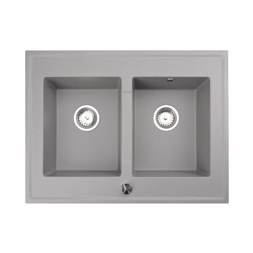 zlewozmywak 2 komorowy nablatowy szary z brokatem Suma