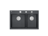 zlewozmywak 2 komorowy granitowy nablatowy 76x80cm czarny z brokatem