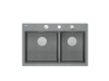 zlewozmywak 2 komorowy granitowy nablatowy 76x80cm szary