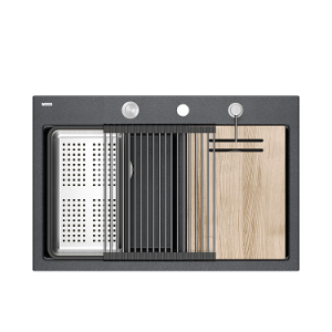 zlewozmywak 2 komorowy granitowy nablatowy 76x80cm czarny z brokatem