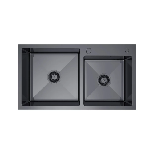 Zlewozmywak stalowy dwukomorowy grafitowy Olek