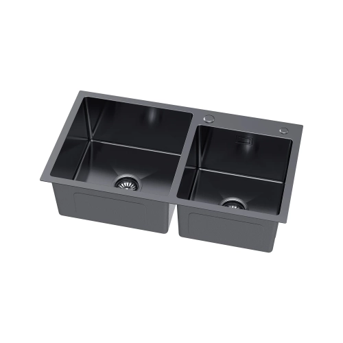 Zlewozmywak stalowy dwukomorowy grafitowy Olek