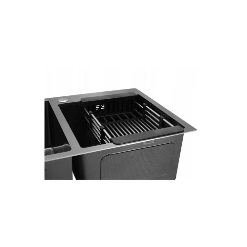 Zlewozmywak stalowy dwukomorowy grafitowy Olek