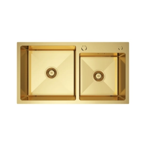 Zlewozmywak Olek stalowy dwukomorowy złoty