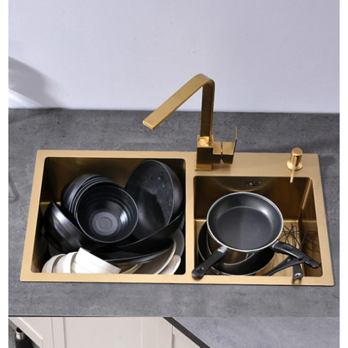 Zlewozmywak Olek stalowy dwukomorowy złoty