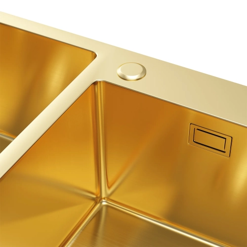 Zlewozmywak Olek stalowy dwukomorowy złoty