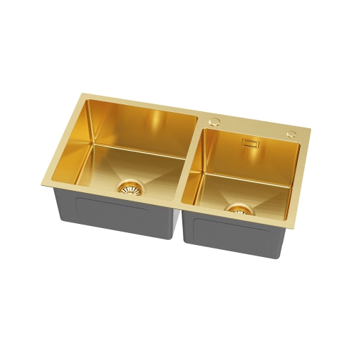 Zlewozmywak Olek stalowy dwukomorowy złoty