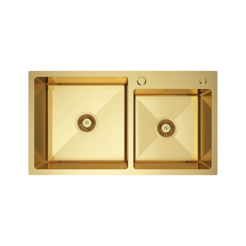 Zlewozmywak Olek stalowy dwukomorowy złoty