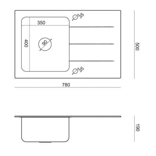 rysunek techniczny zlewozmywak ford 111